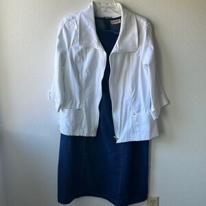Expressions dress and JM Collection jacket size 16 denim and white jacket